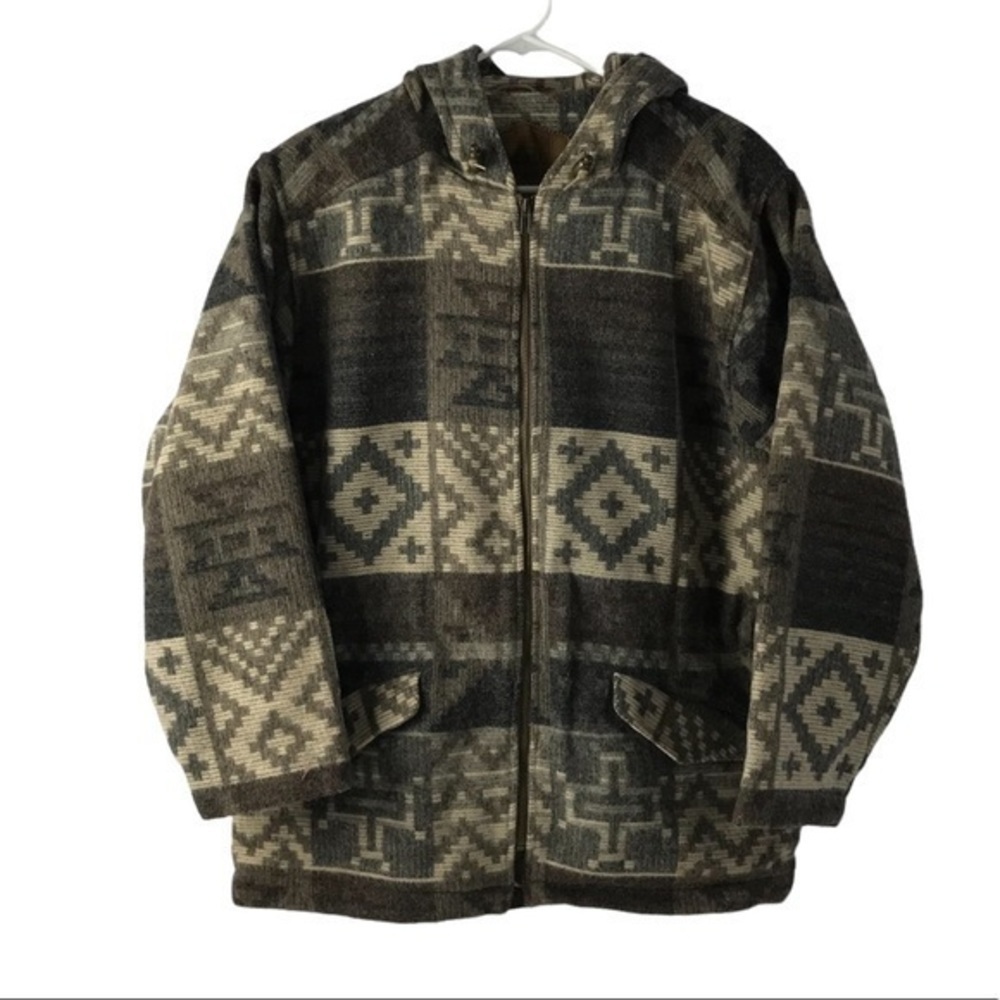 Woolrich Aztec Wool Blanket Coat Jacket Vintage Made in USA Womens Medium